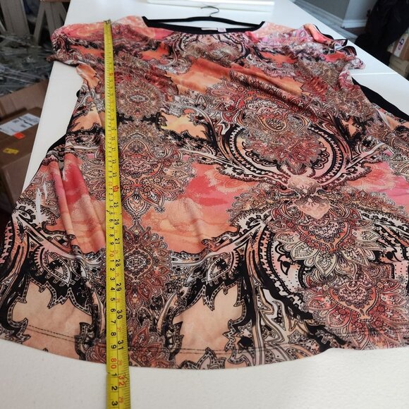 Cato Woman Paisley Print Tunic Top Size 18/20W Black & Multicolor Short Sleeve - Picture 7 of 11